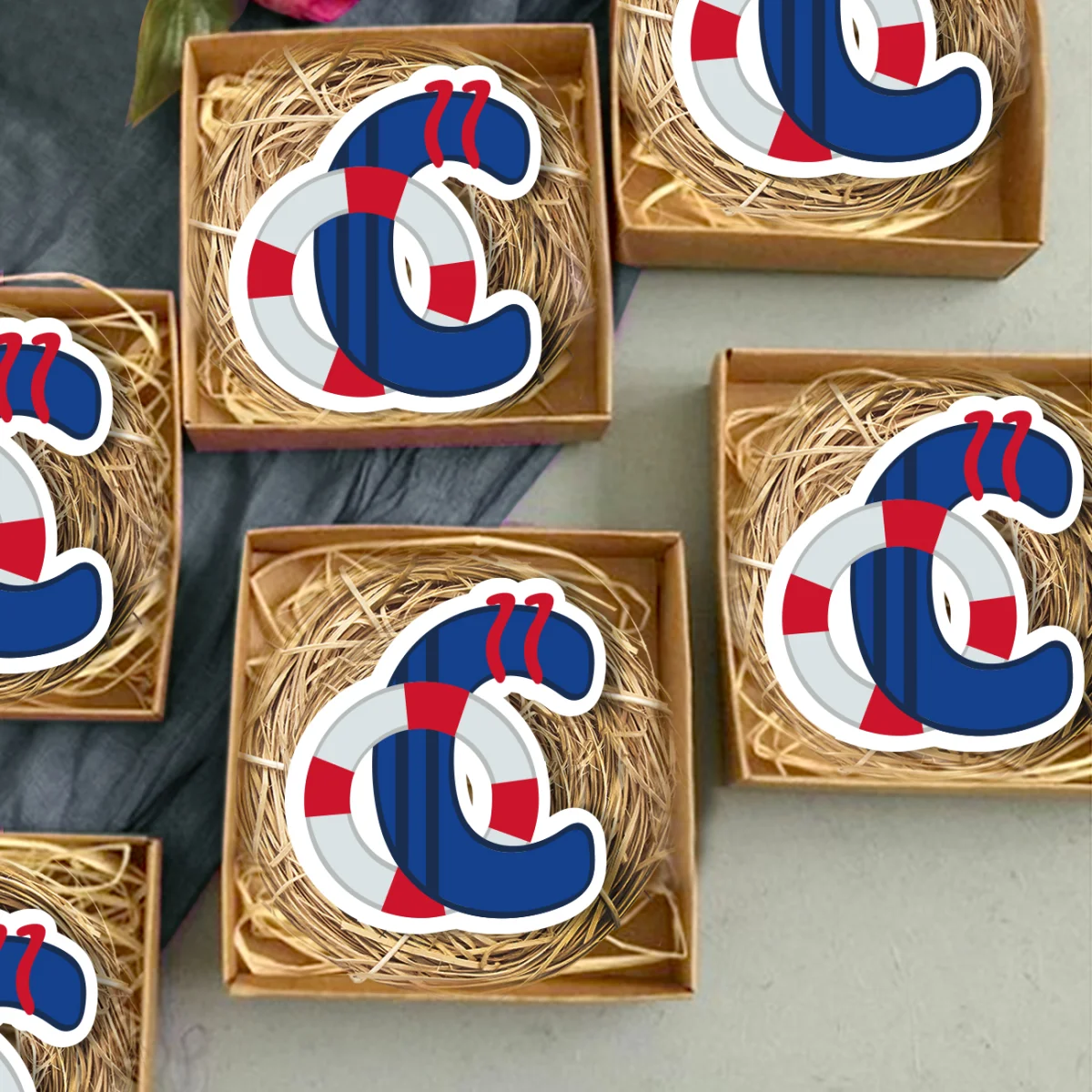 Denizci Bebek Magneti | Mavi can simidi, tekne Desenli