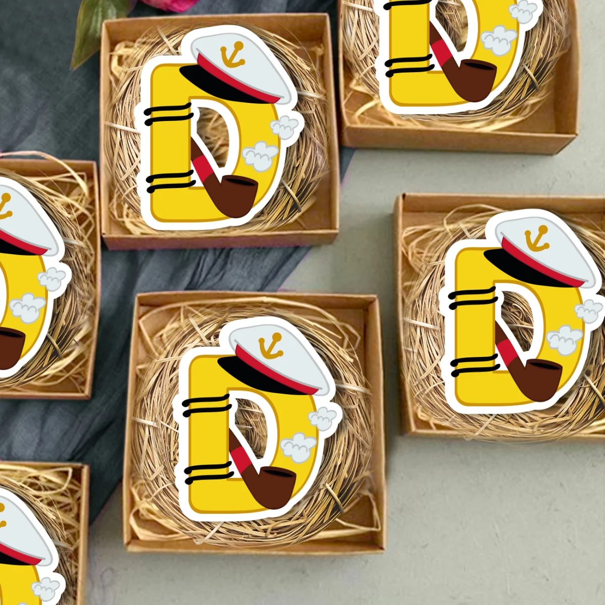 Denizci Bebek Magneti | Sarı Denizci şapkası, çapa Desenli