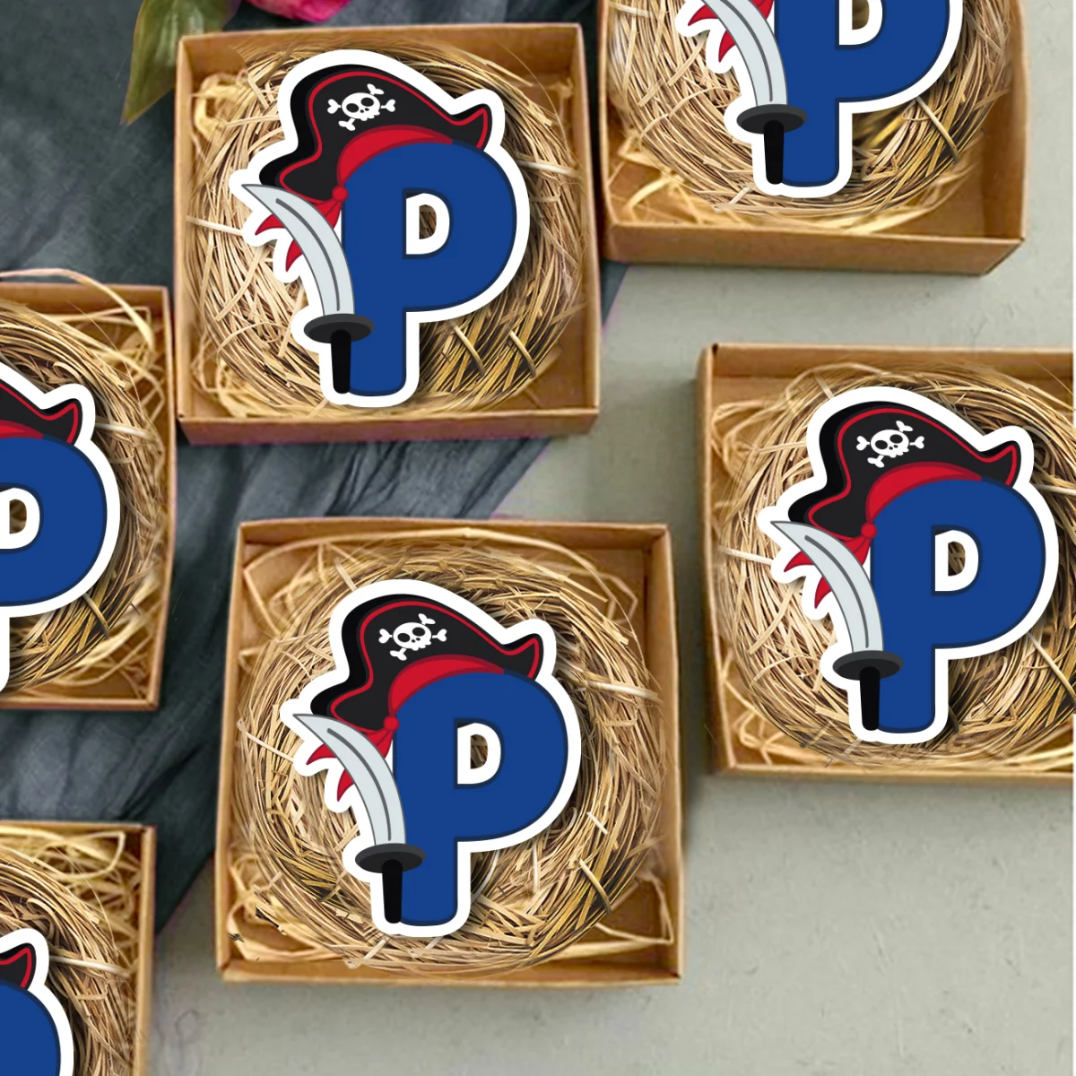 Korsan Bebek Magneti | Mavi Korsan şapkası, kurukafa Desenli