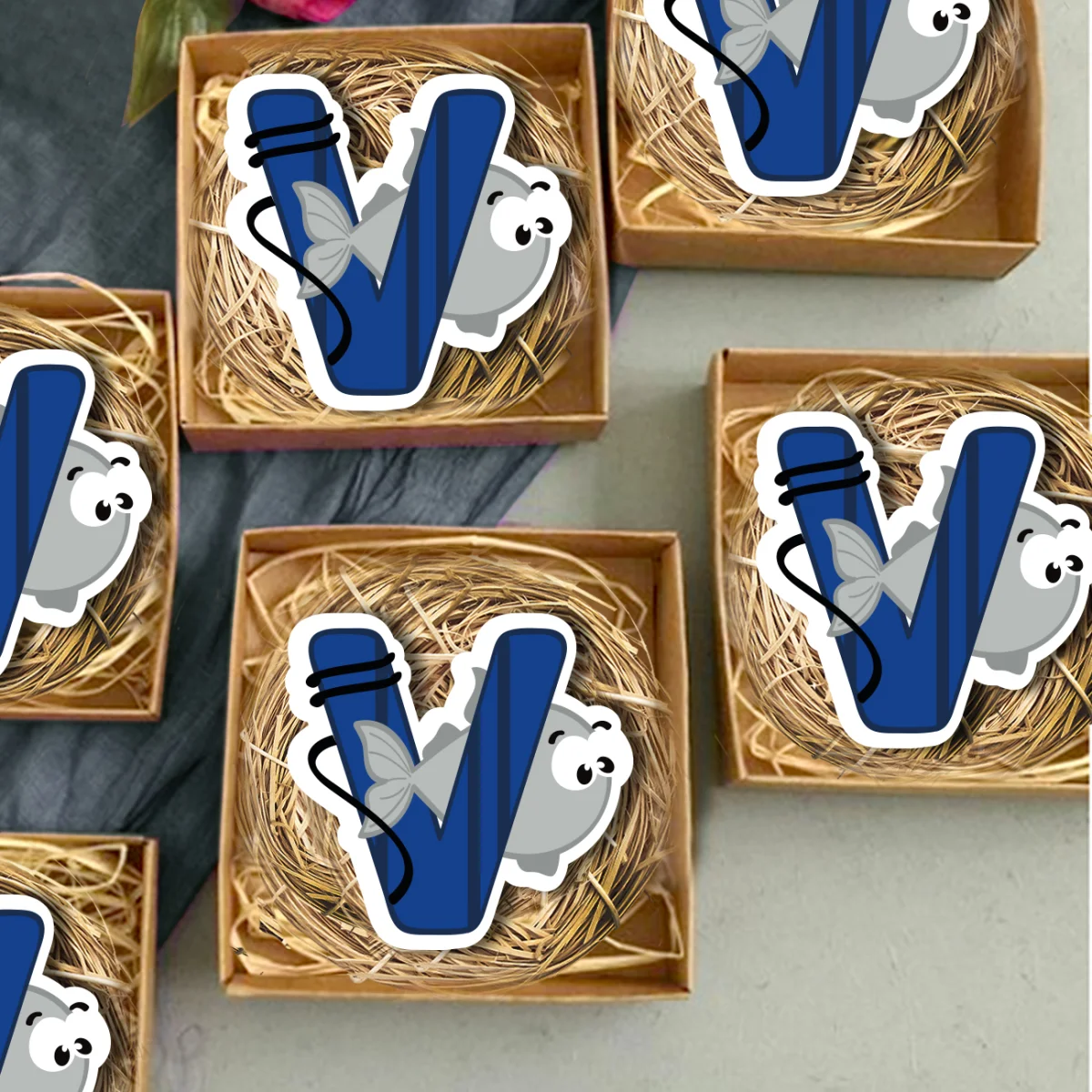 Balina Bebek Magneti | Mavi Harf, balina figürü Desenli