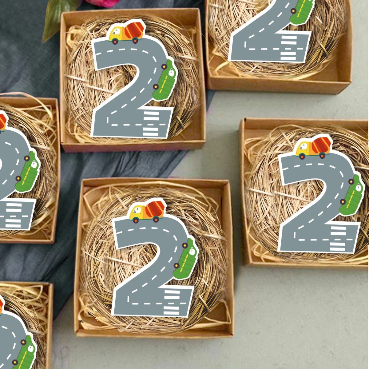 Araçlar, yol Bebek Magneti | Gri yol çizgileri, araçlar Desenli