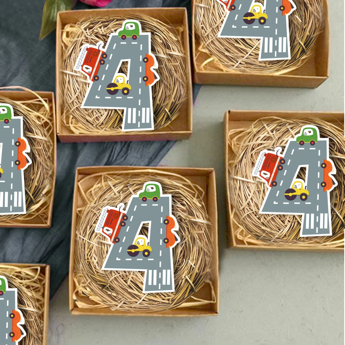 Araçlar Bebek Magneti | Gri yol çizgileri, araçlar Desenli