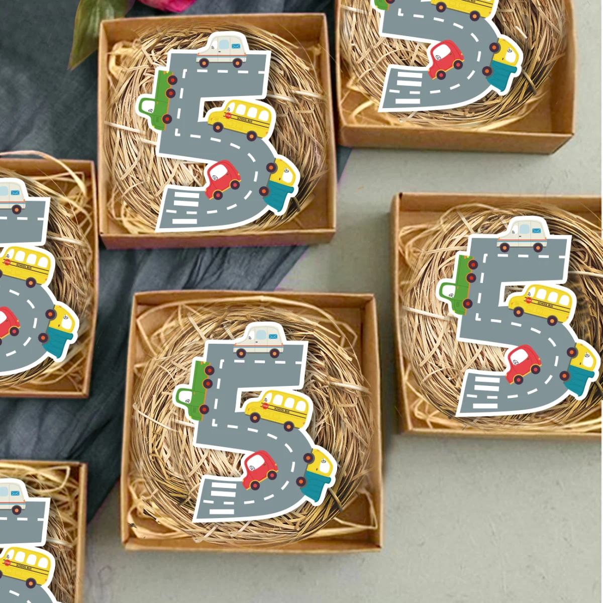 Taşıtlar Bebek Magneti | Gri Yol, araçlar Desenli