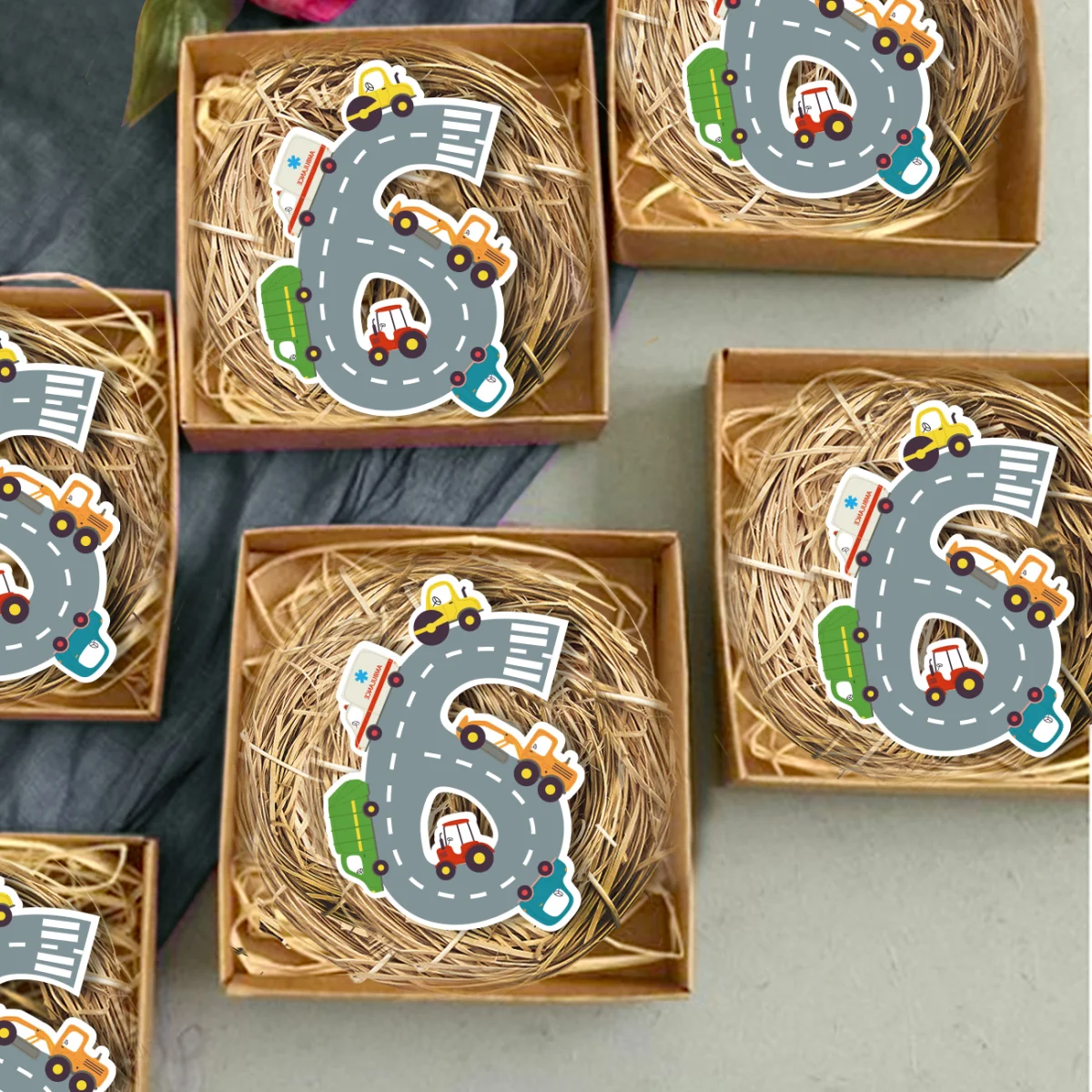 Araçlar Bebek Magneti | Gri Yol çizgileri ve çeşitli araçlar Desenli