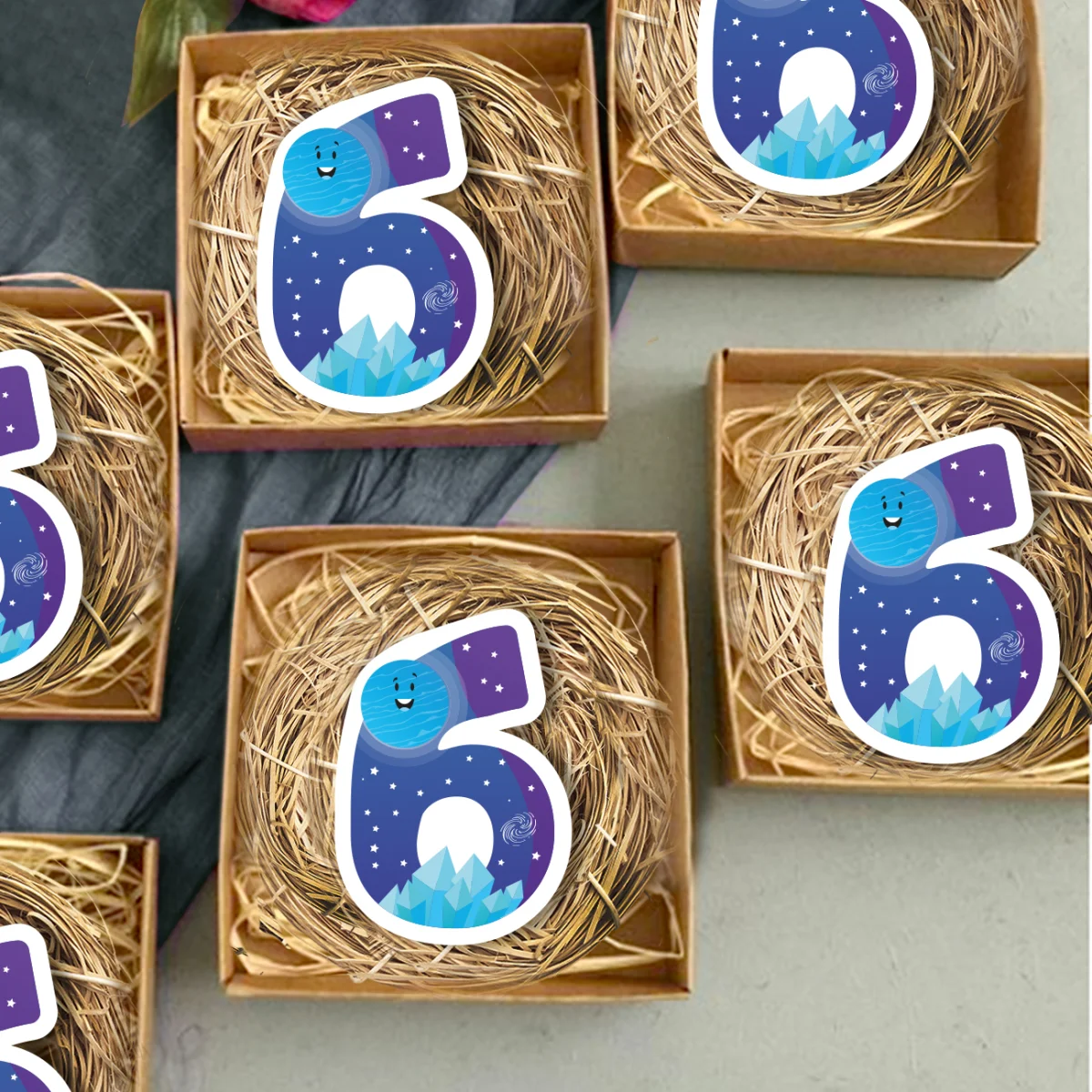 Uzay Bebek Magneti | Mavi yıldız, gezegen Desenli