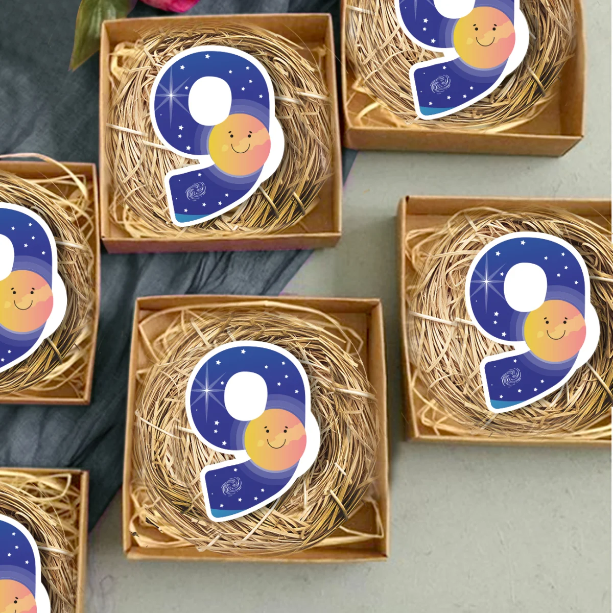 Uzay Bebek Magneti | Mavi yıldız, gezegen Desenli