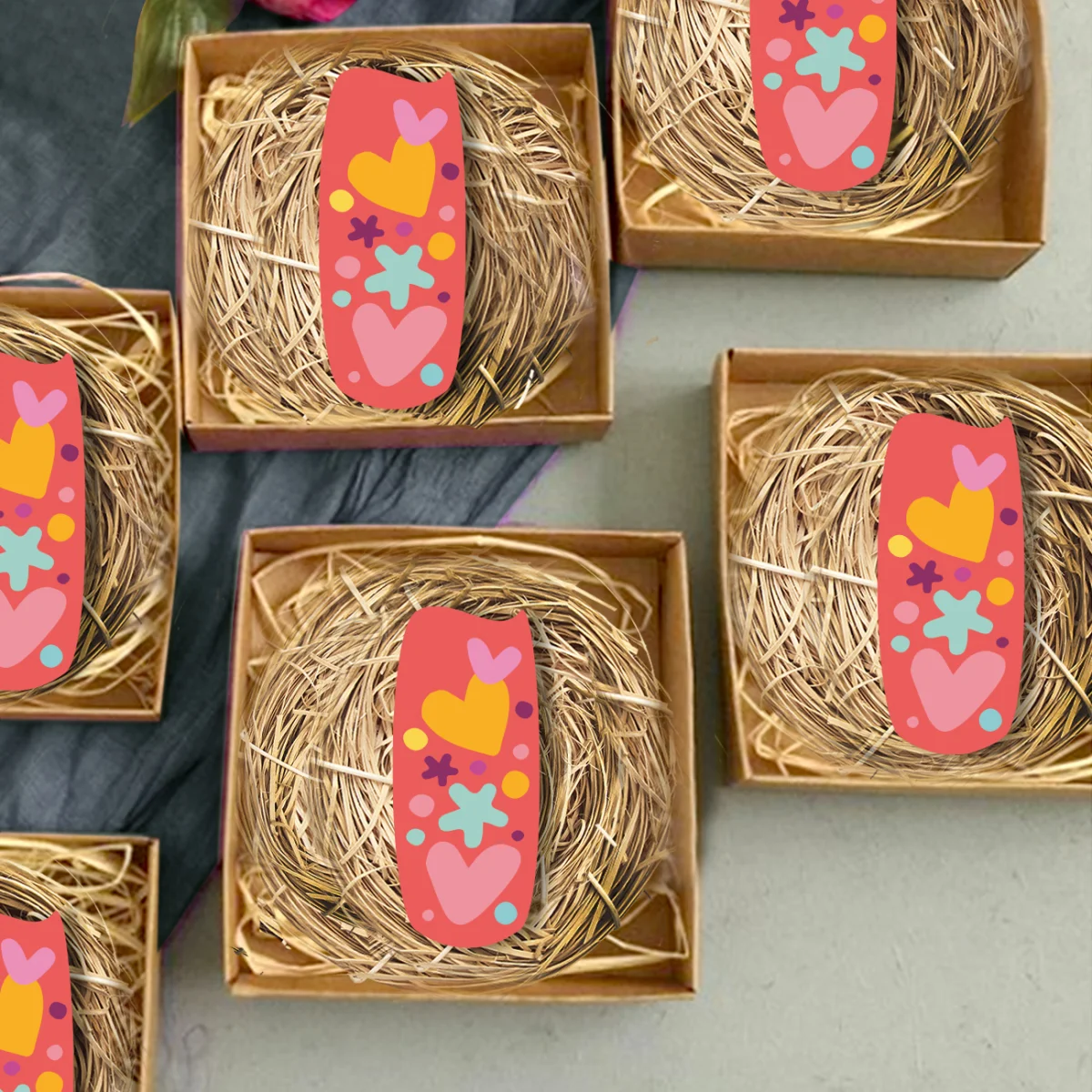 Kalpler Bebek Magneti | Kırmızı yıldız, deniz yıldızı Desenli