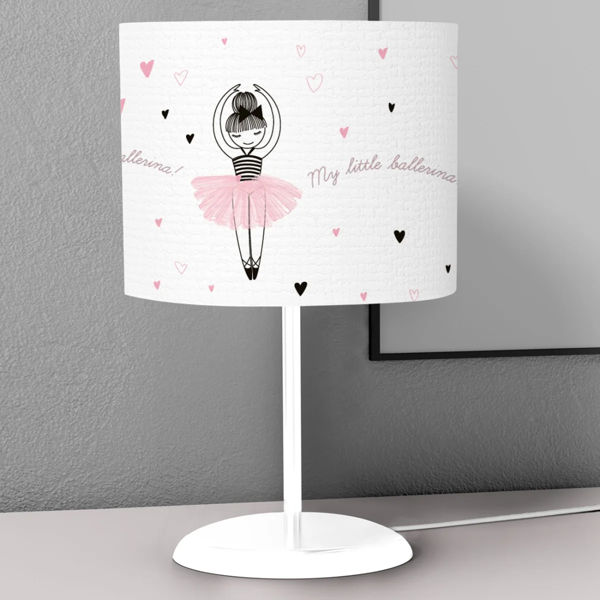 Balerin Abajur | Beyaz Kalpler, yazı Desenli