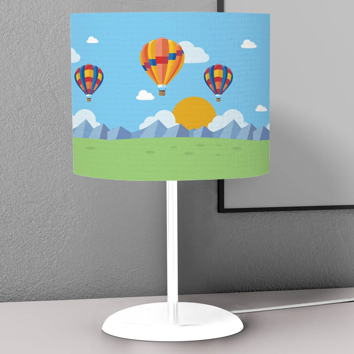 Balonlar Abajur | Mavi bulut, dağ Desenli