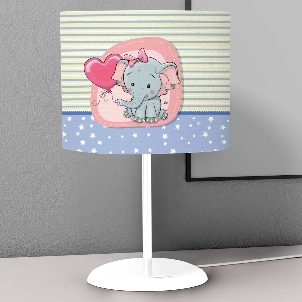 Fil Abajur | Mavi yıldız, şerit Desenli