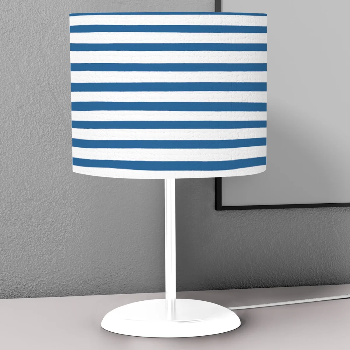 Denizci Ayı Abajur | Beyaz balık, yıldız Desenli