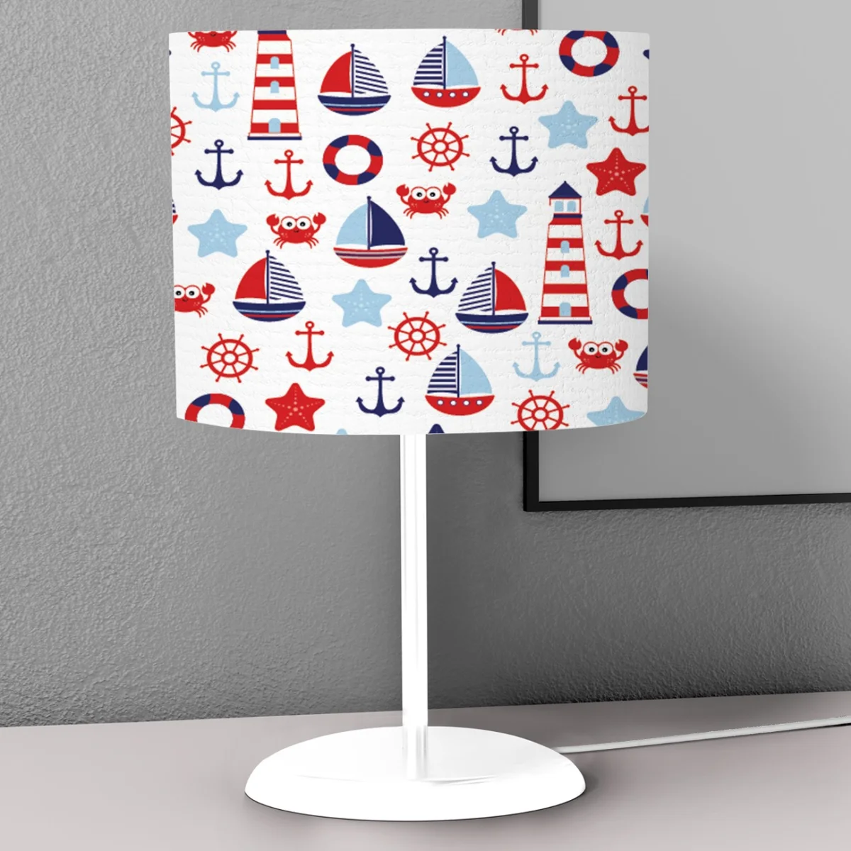 Denizcilik Abajur | Beyaz bulut, yıldız Desenli