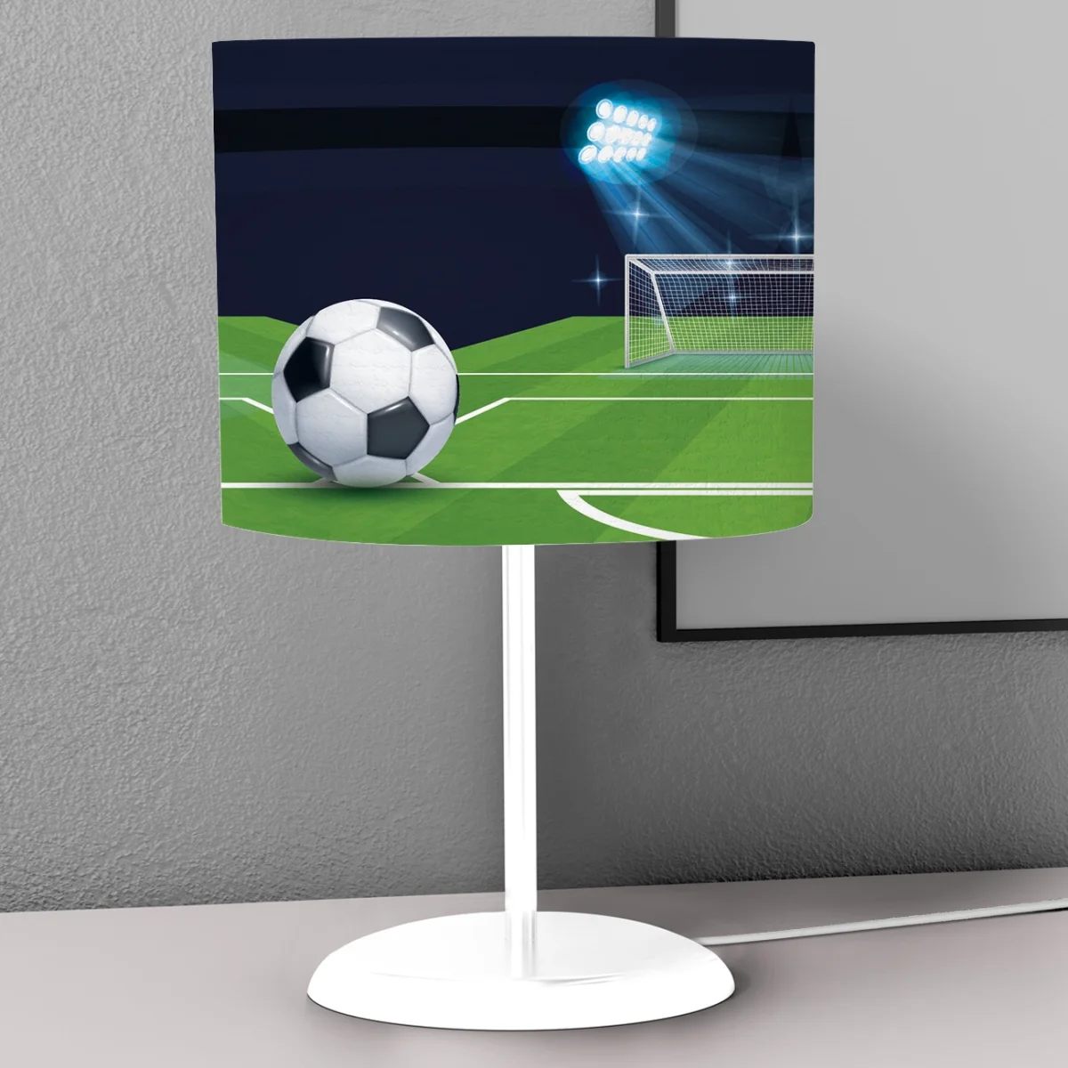 Futbol Abajur | Mavi Stadyum ışıkları, futbol topu Desenli