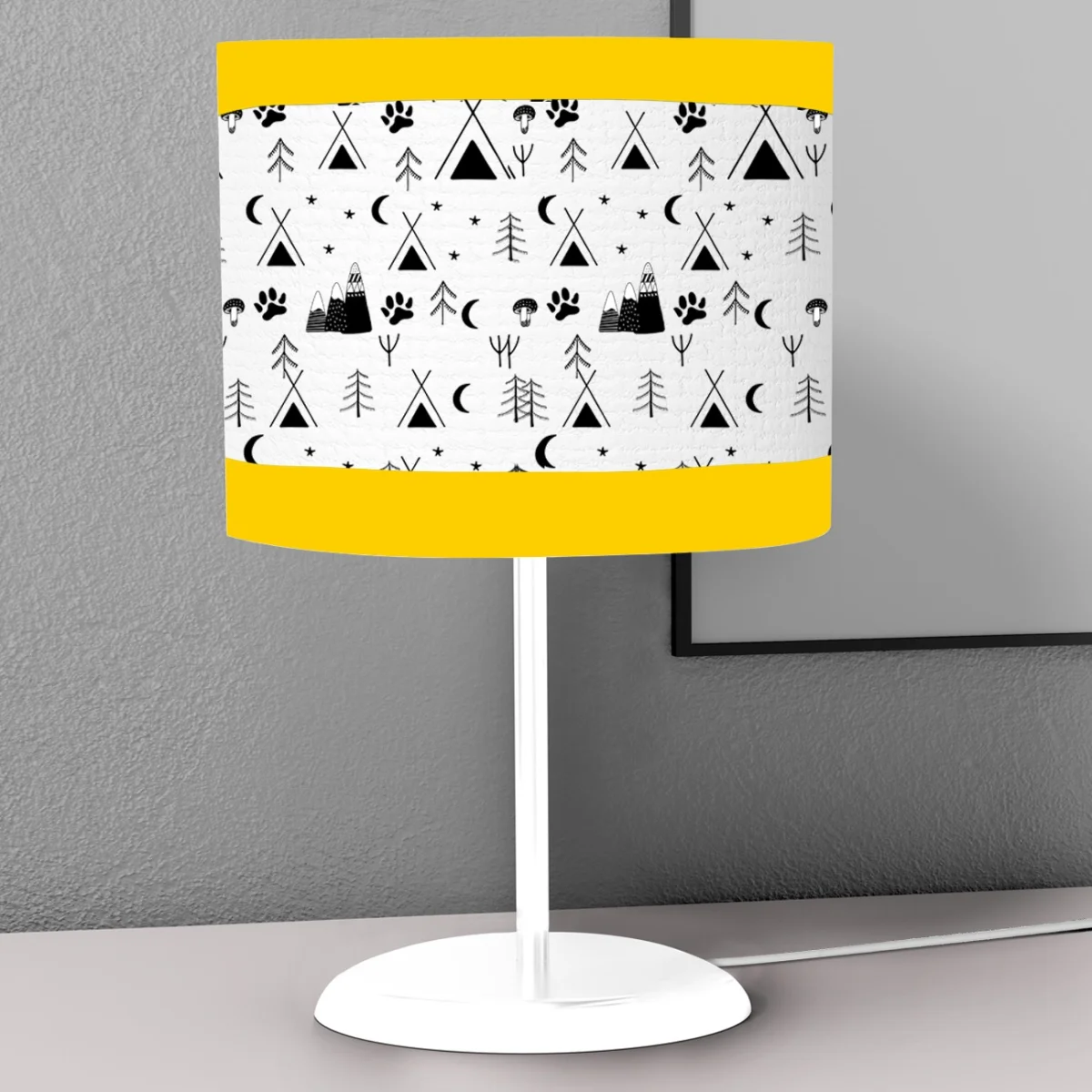 Yerli Çocuk Abajur | Beyaz Yıldız, ay Desenli