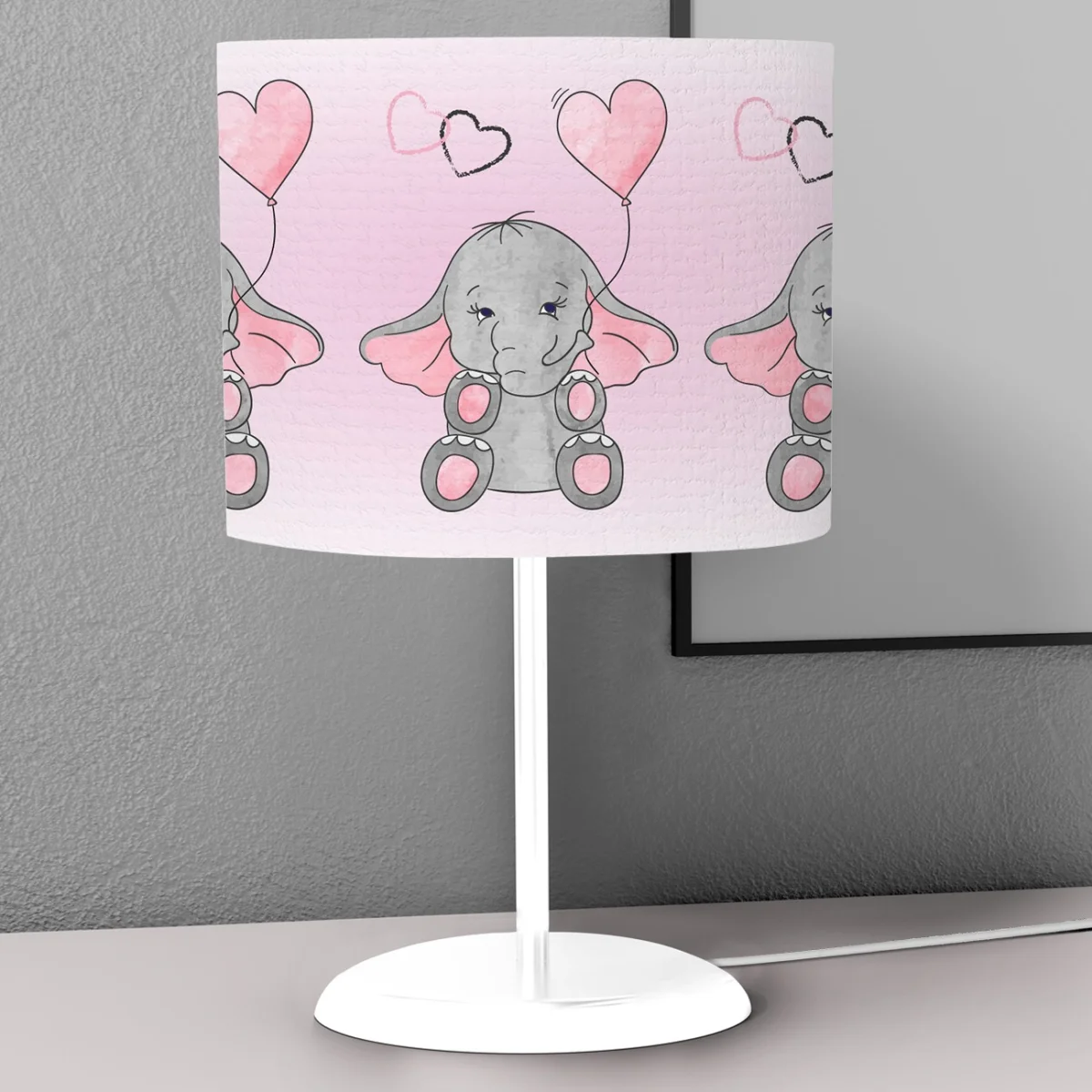 Filler Abajur | Pembe Kalpler, yıldızlar Desenli