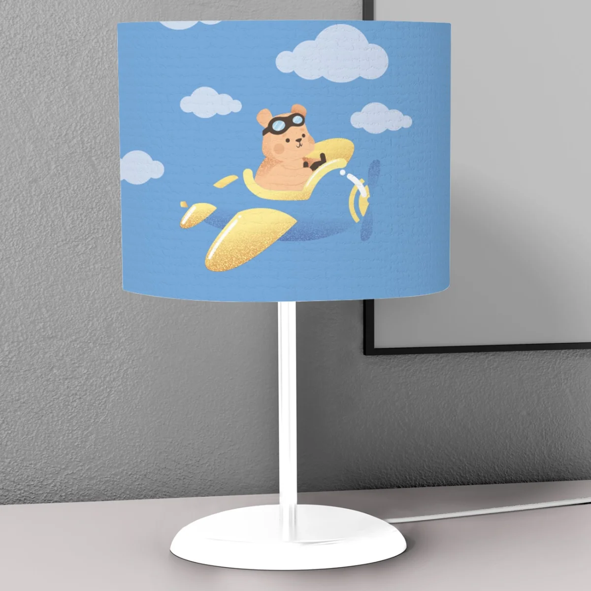 Pilot Ayı Abajur | Mavi bulutlar Desenli