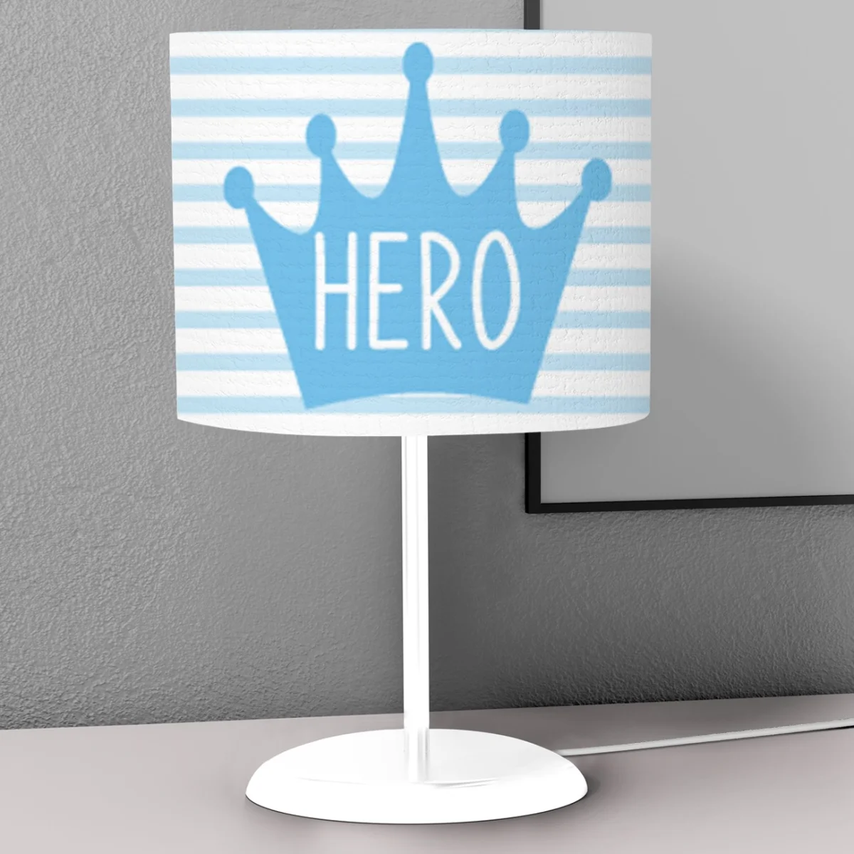 Kahraman (Hero) Abajur | Mavi Taç, çizgili Desenli