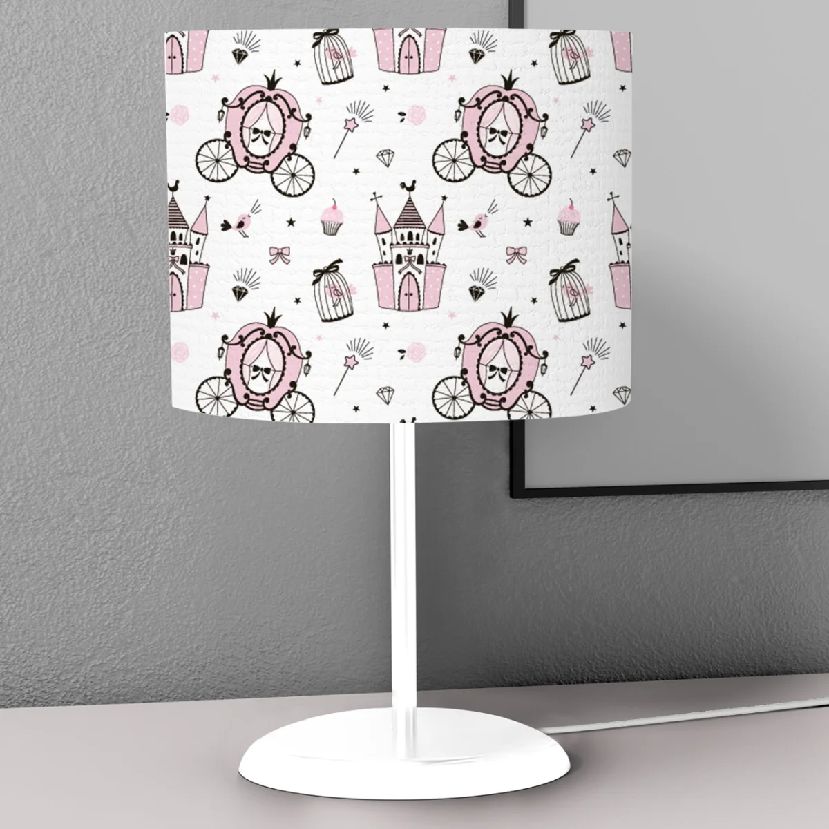 Prenses Abajur | Beyaz Kalpler, kale Desenli