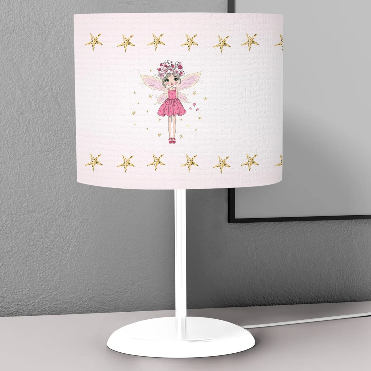 Peri, Unicorn, Sihir Abajur | Beyaz yıldız, kalp Desenli