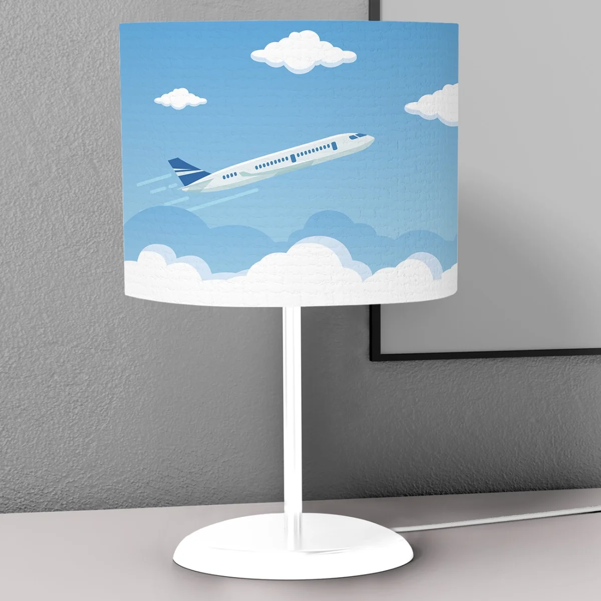Uçak Abajur | Mavi Bulutlar Desenli