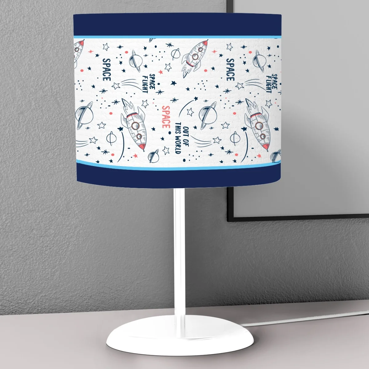 Uzay Abajur | Beyaz yıldız, gezegen Desenli