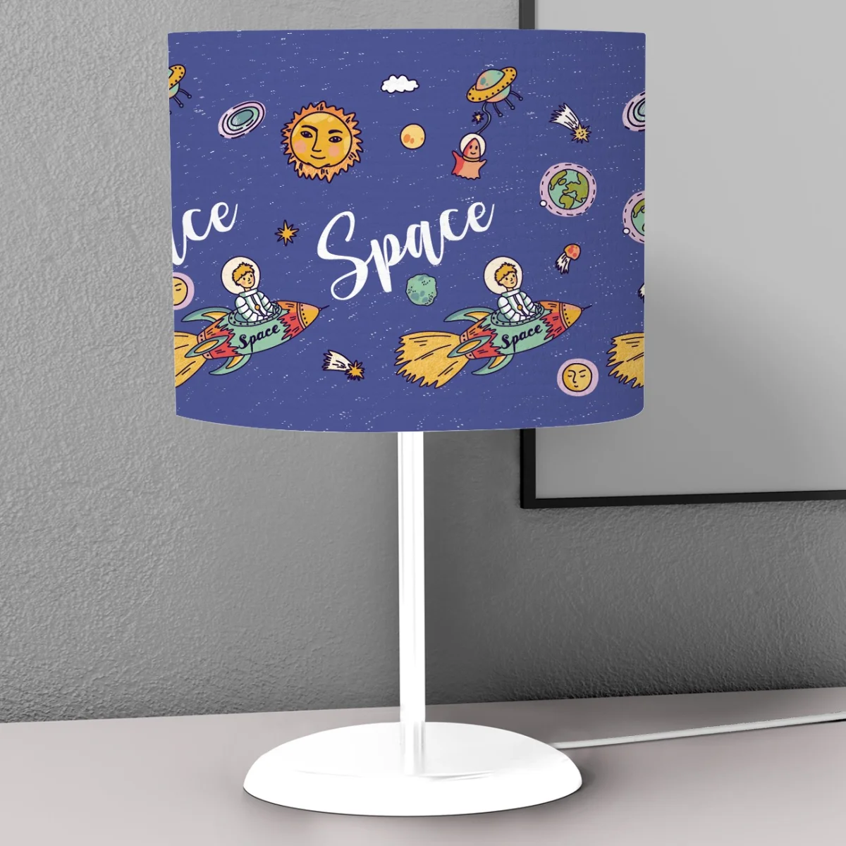 Uzay Abajur | Mavi yıldız, gezegen Desenli