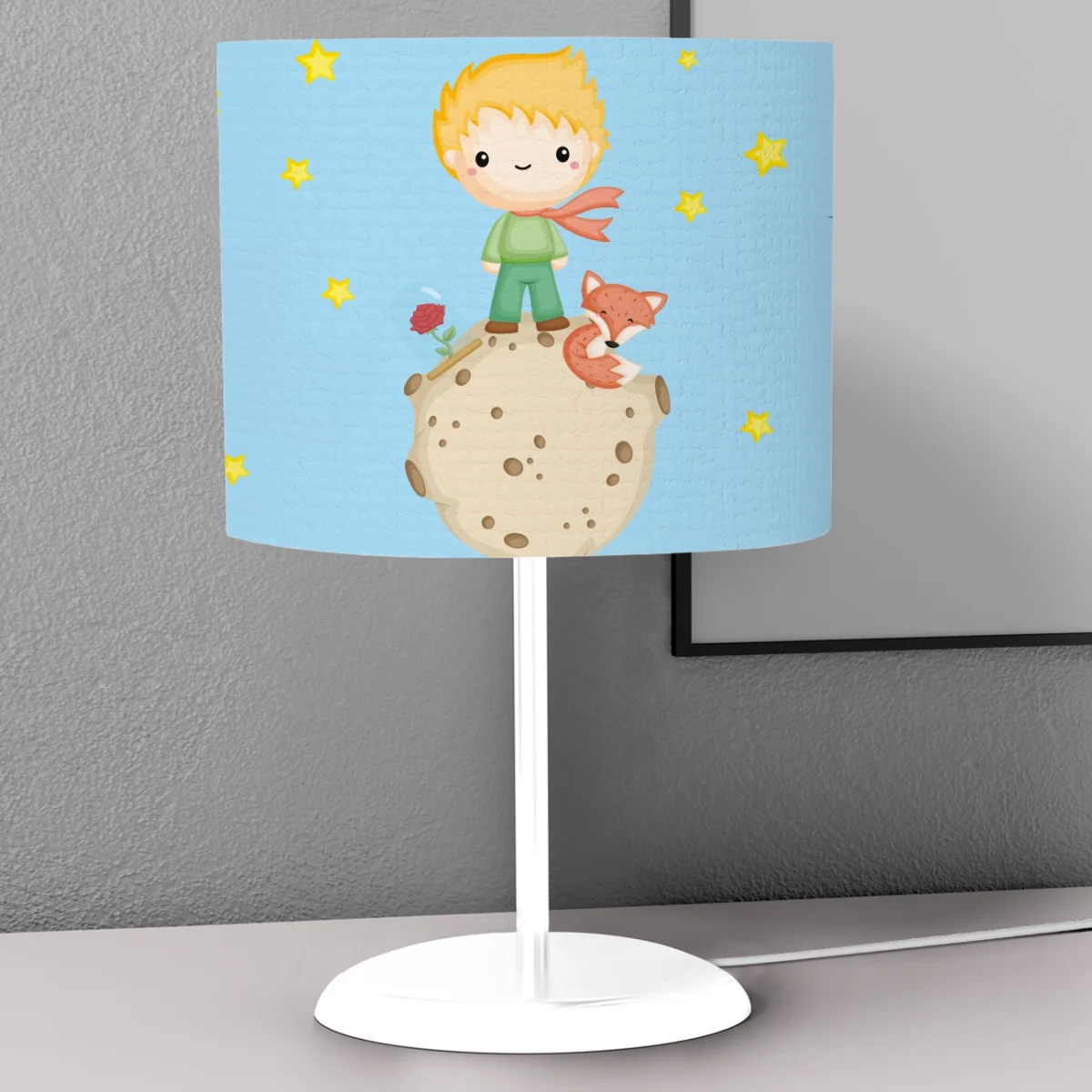 Küçük Prens Abajur | Mavi yıldız, tilki Desenli