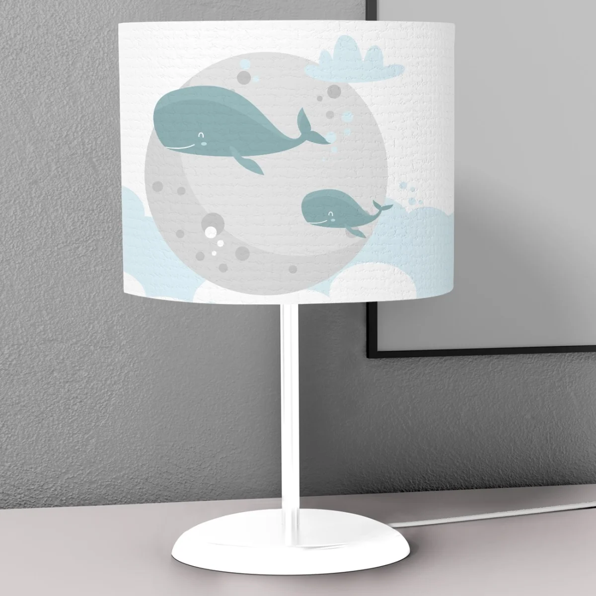 Balina Abajur | Beyaz Bulut, ay Desenli