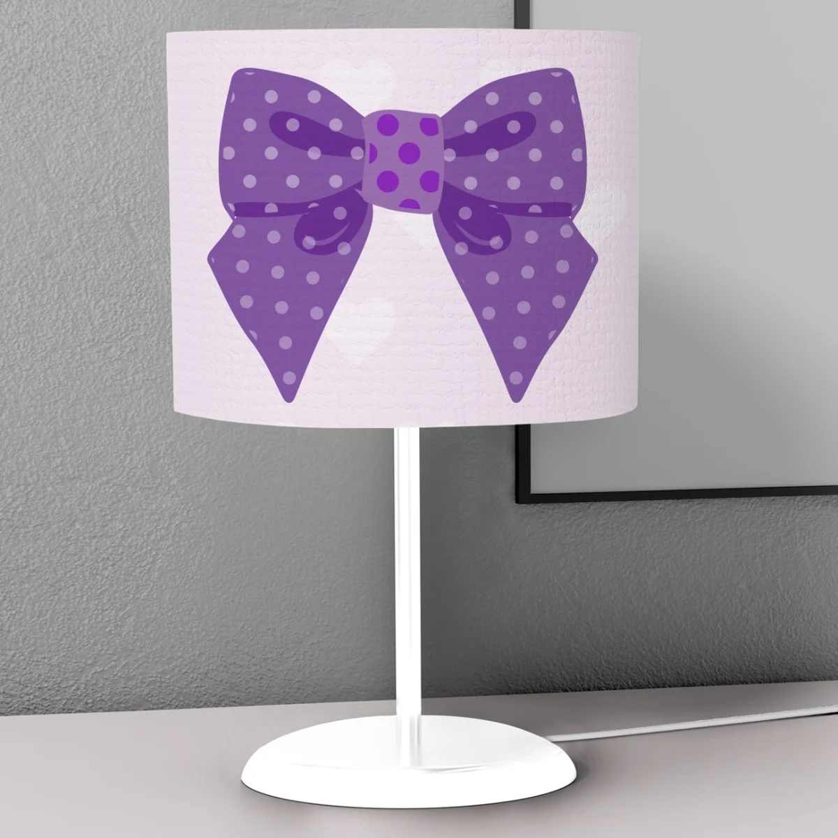 Prenses Abajur | Lila Fiyonk, puantiye Desenli