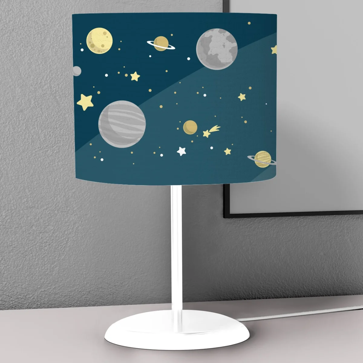 Uzay Abajur | Mavi gezegenler, yıldızlar Desenli