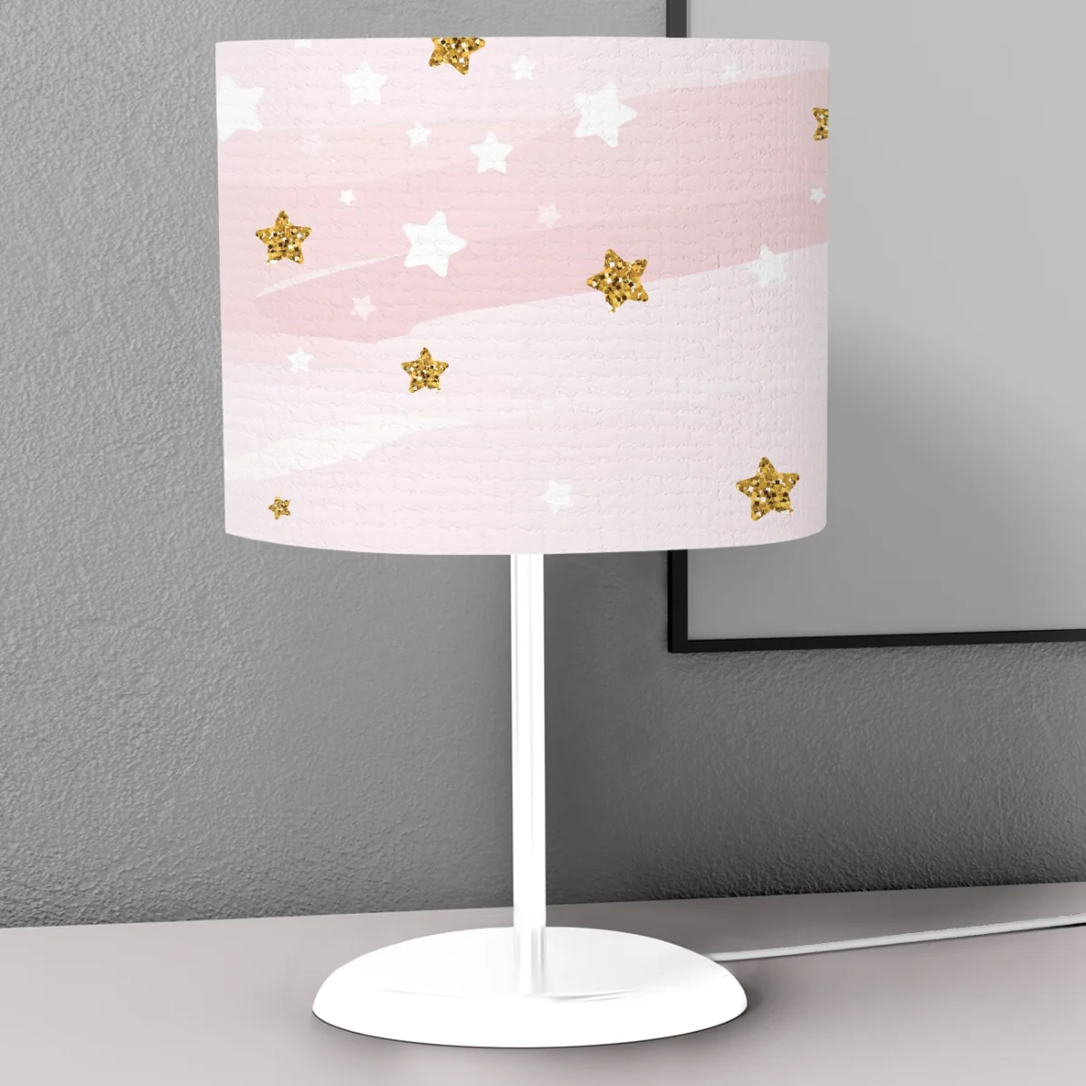 Kuğu Abajur | Lila Taçlı kuğu, yıldızlar Desenli