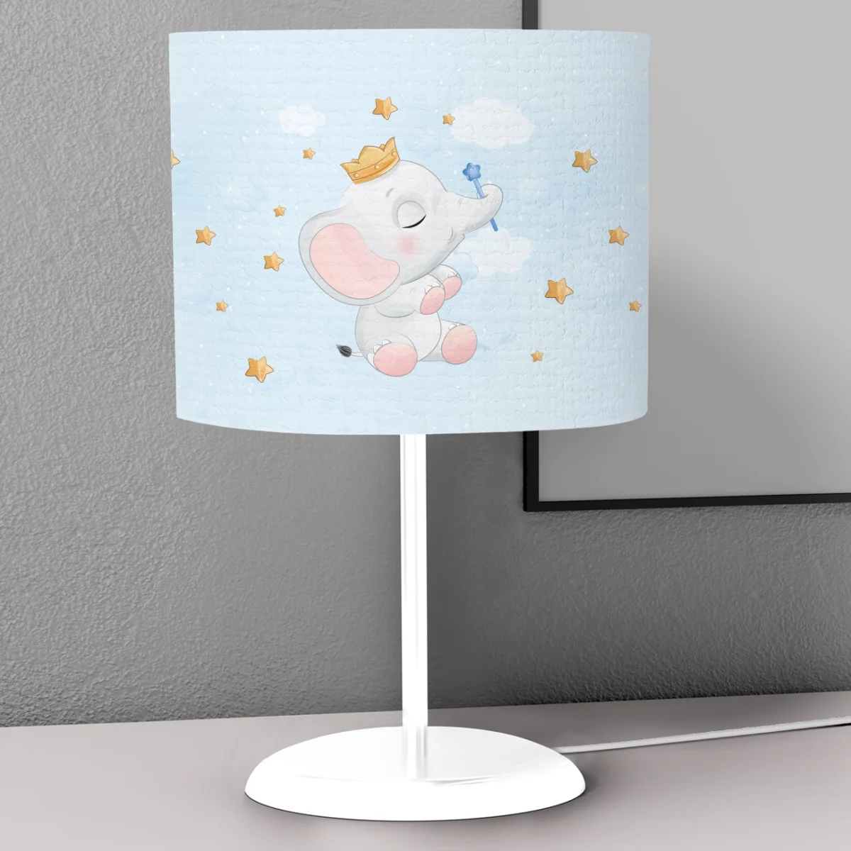 Fil Abajur | Mavi balon, bulut Desenli