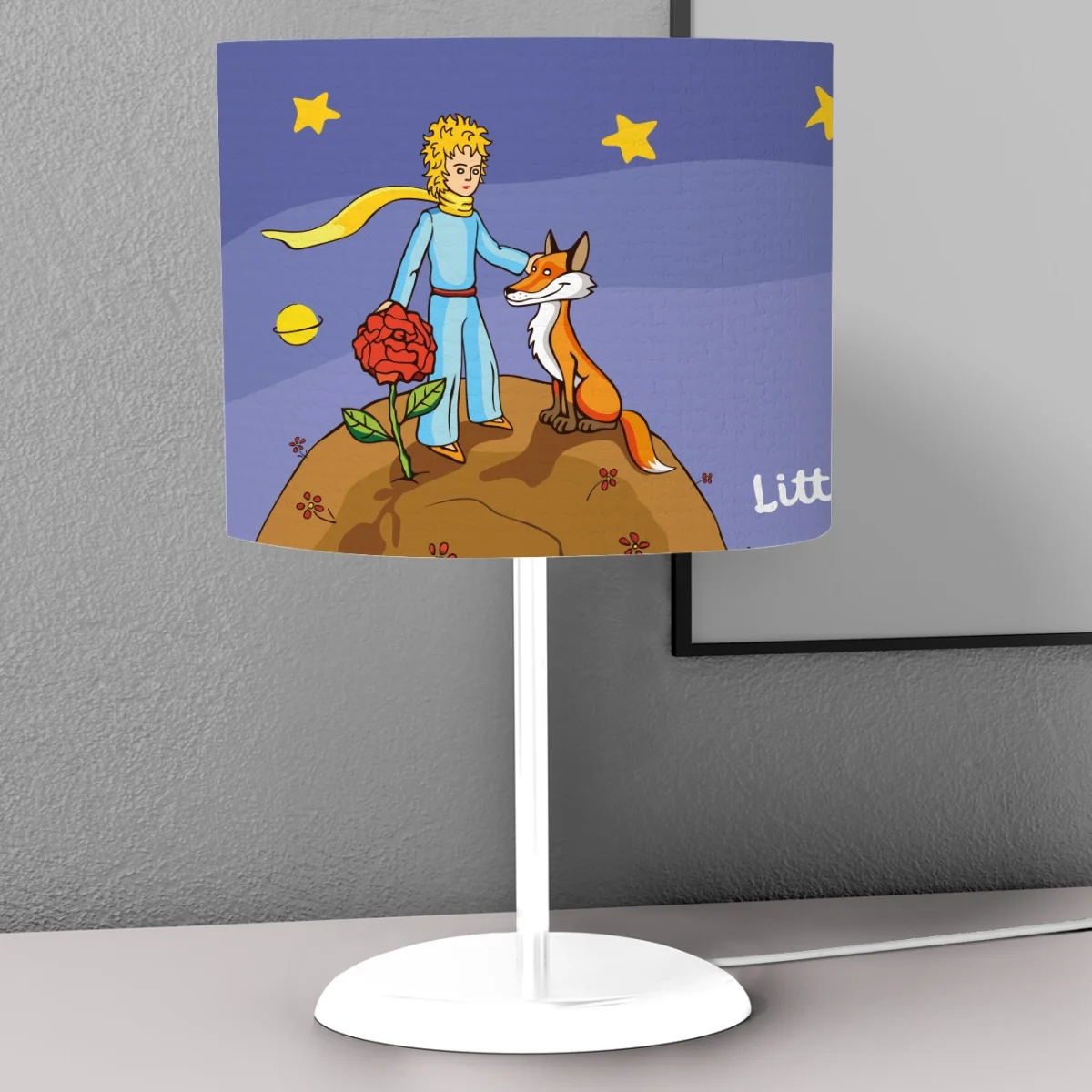 Küçük Prens Abajur | Mor yıldız, gezegen Desenli