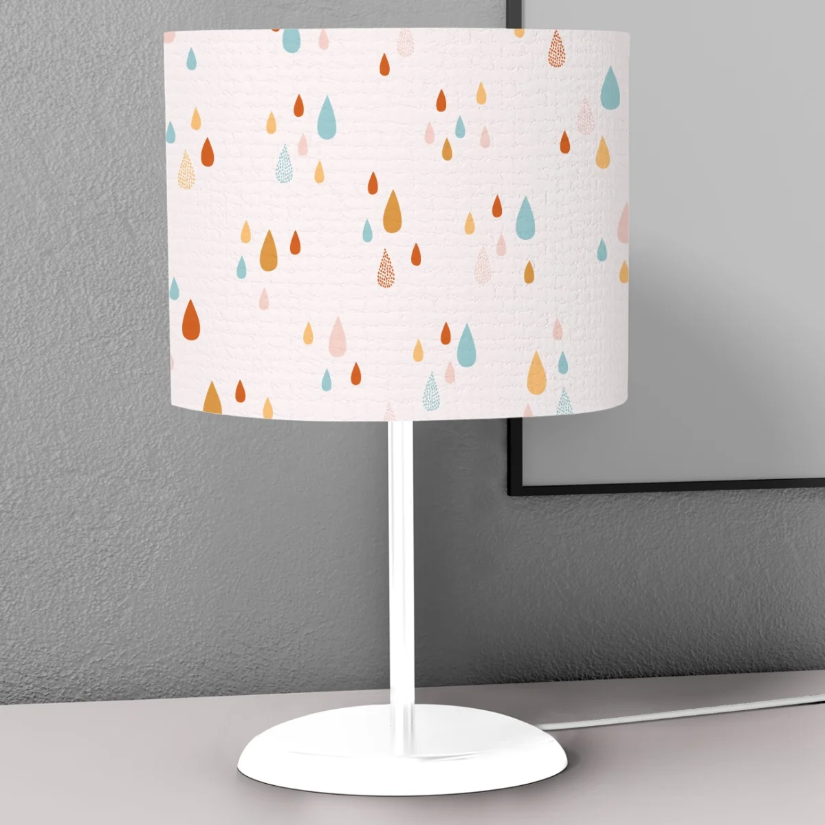 Gökkuşağı karakteri Abajur | Beyaz Gökkuşağı, damla Desenli