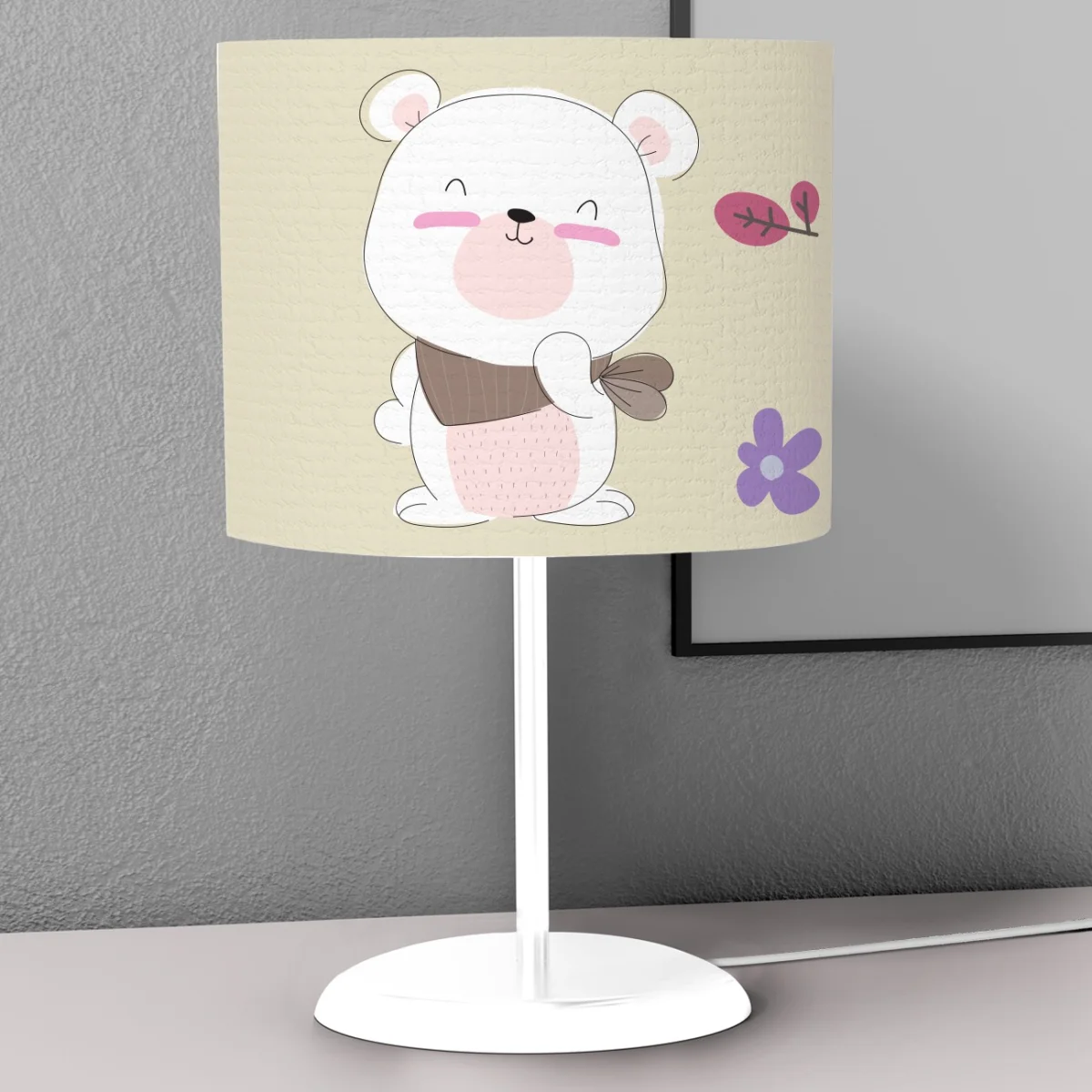 Ayı Abajur | Yeşil Ayılar, yıldızlar Desenli