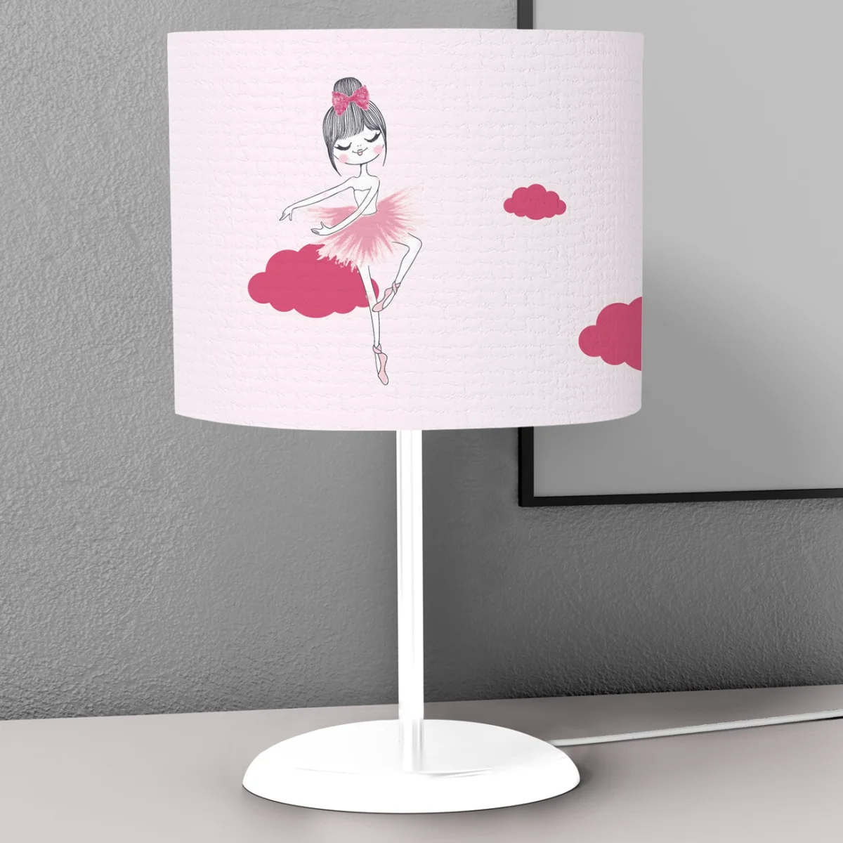 Balerin Abajur | Pembe bulut, taç Desenli