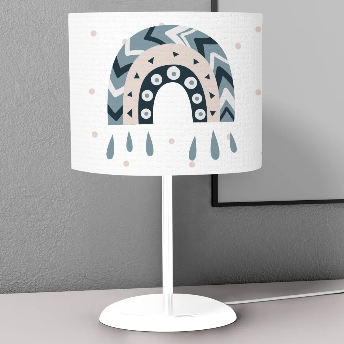 Gökkuşağı Abajur | Beyaz Gökkuşağı, geometrik desenler Desenli