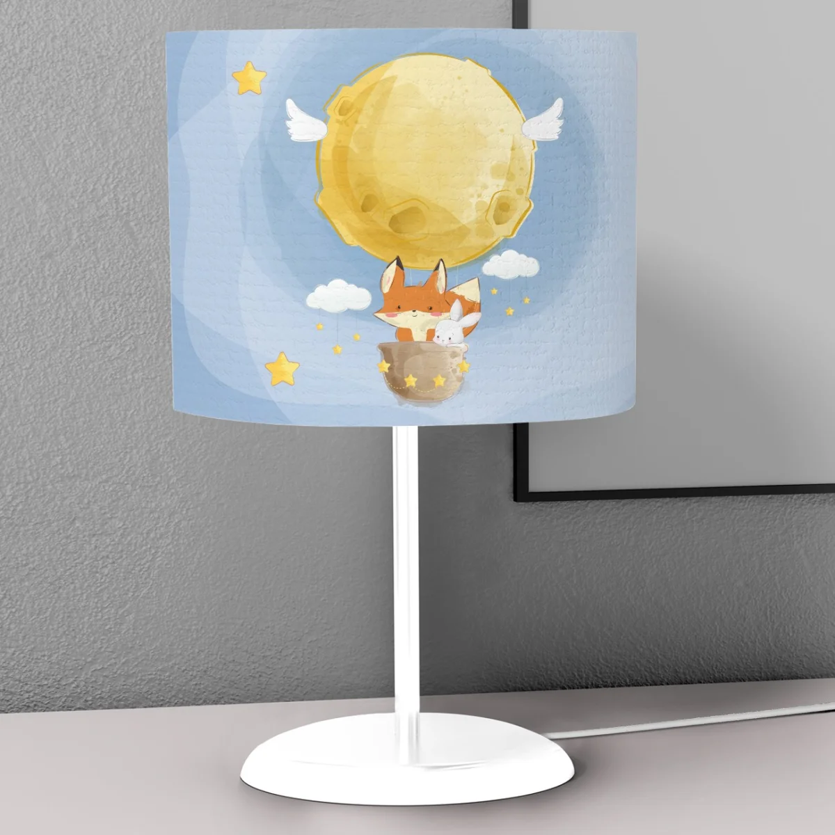 Uzay, Hayvanlar Abajur | Mavi yıldız, bulut Desenli