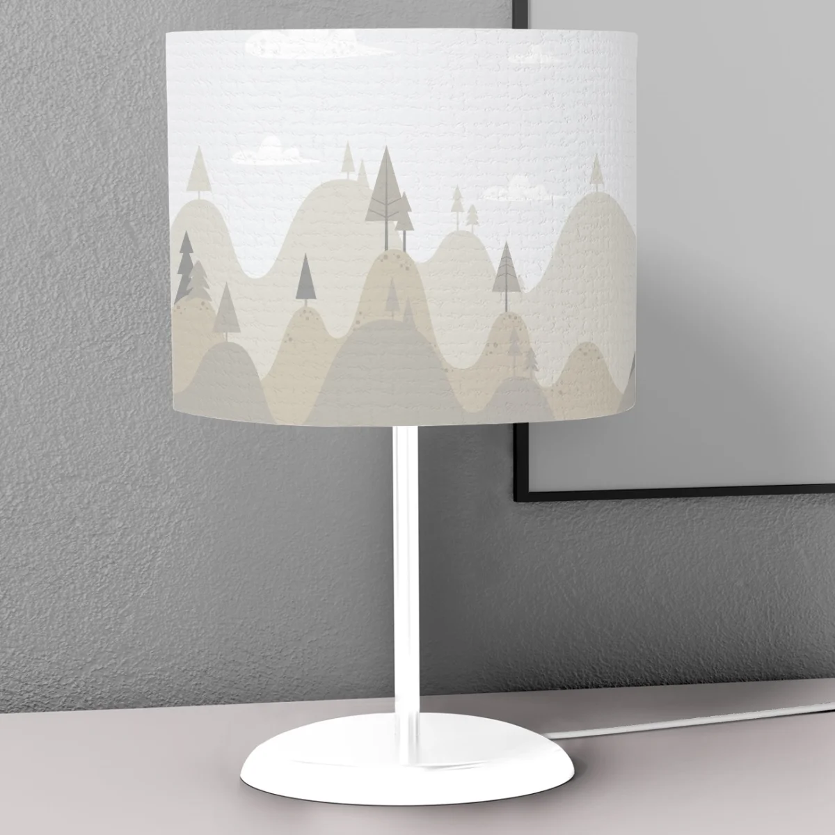 Doğa, Orman, Dağlar Abajur | Beyaz tepeler, ağaçlar Desenli