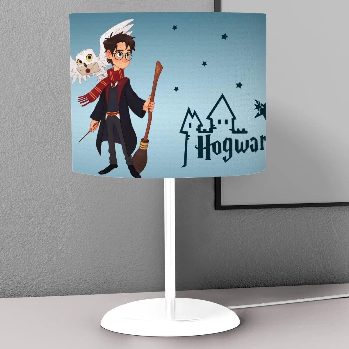 Harry Potter Abajur | Mavi yıldızlar, Hogwarts şato Desenli