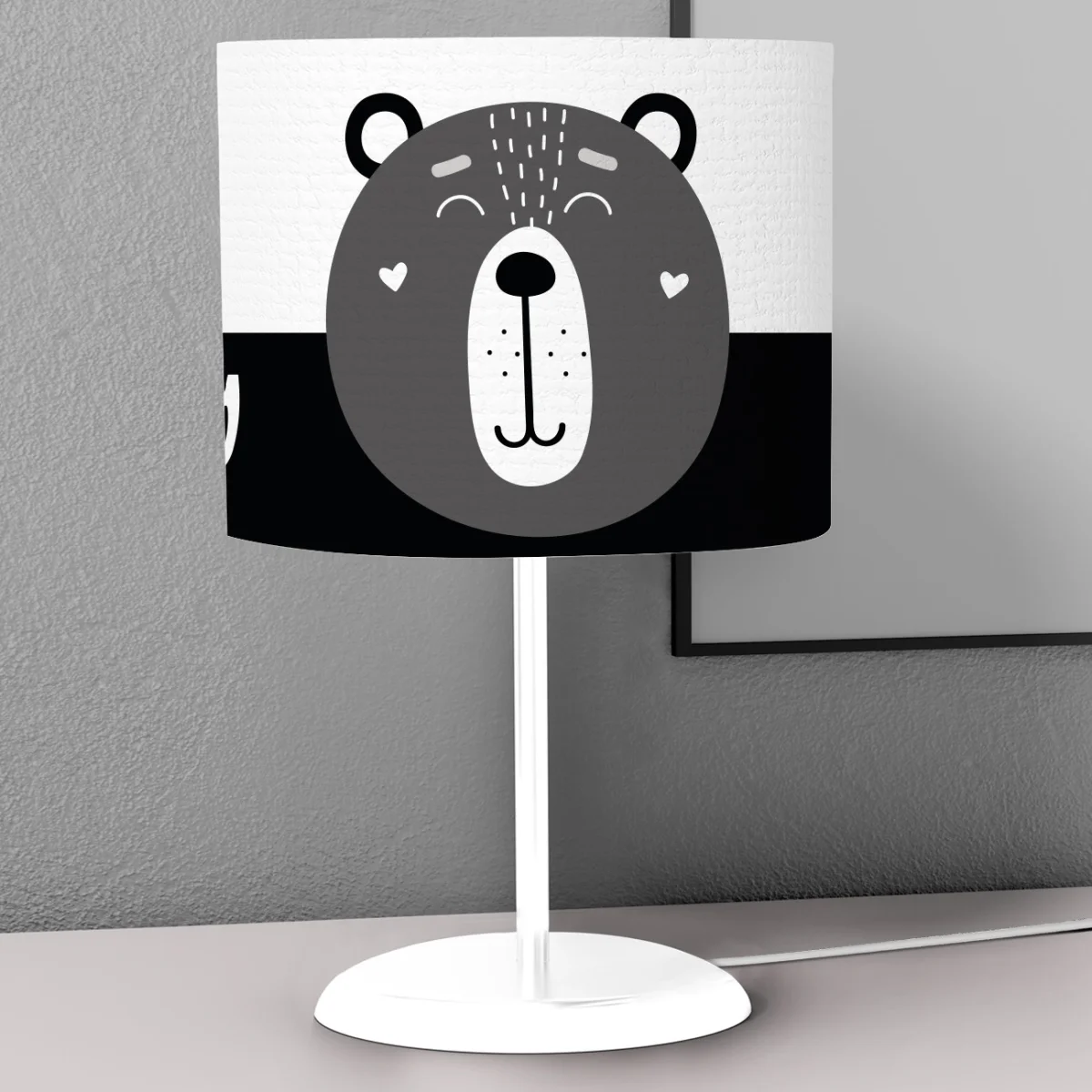 Kral Ayı Abajur | Beyaz taç, Let's Play yazısı Desenli