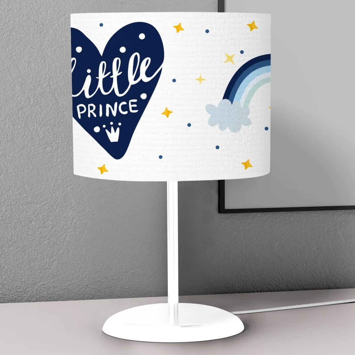 Prens Abajur | Beyaz gökkuşağı, bulut Desenli