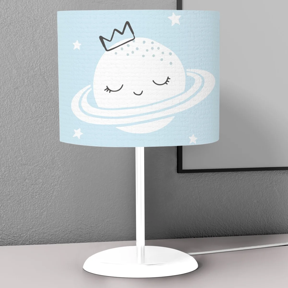 Uzay Abajur | Mavi yıldızlar, taç Desenli