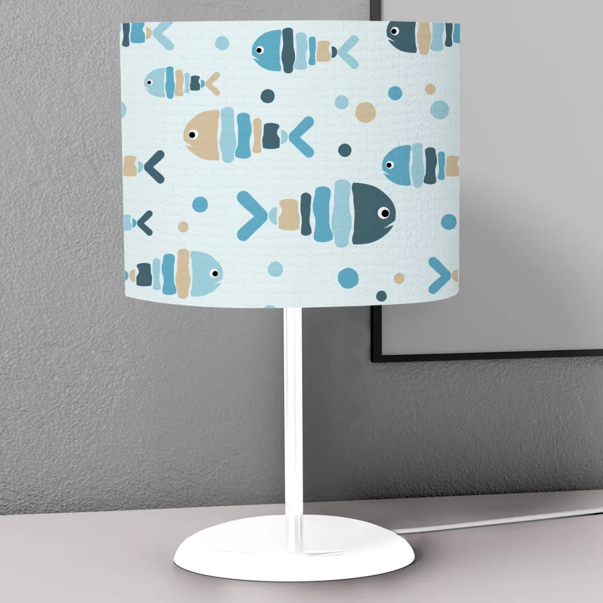 Balık Abajur | Mavi renkli noktalar Desenli