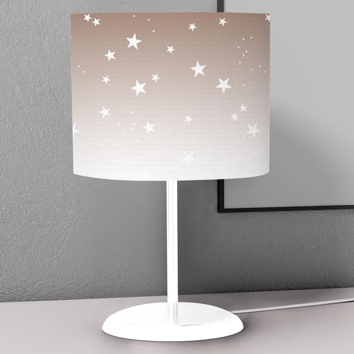 Yıldızlar Abajur | Bej küçük yıldızlar, degrade renk geçişi Desenli