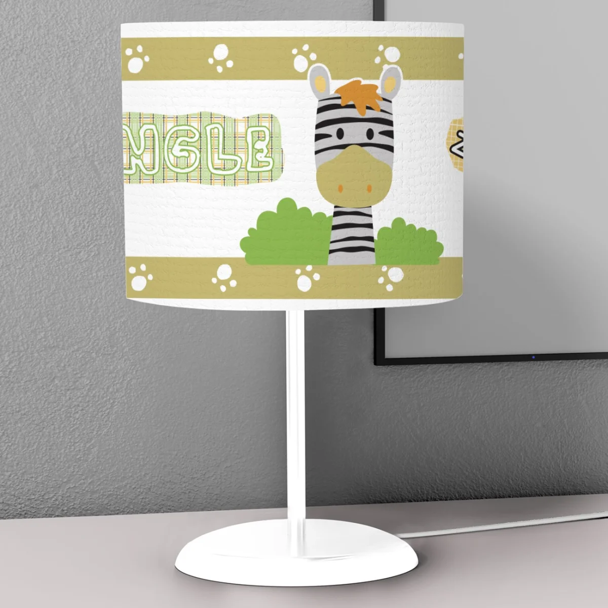 Orman Hayvanları Abajur | Beyaz ağaçlar, patiler Desenli