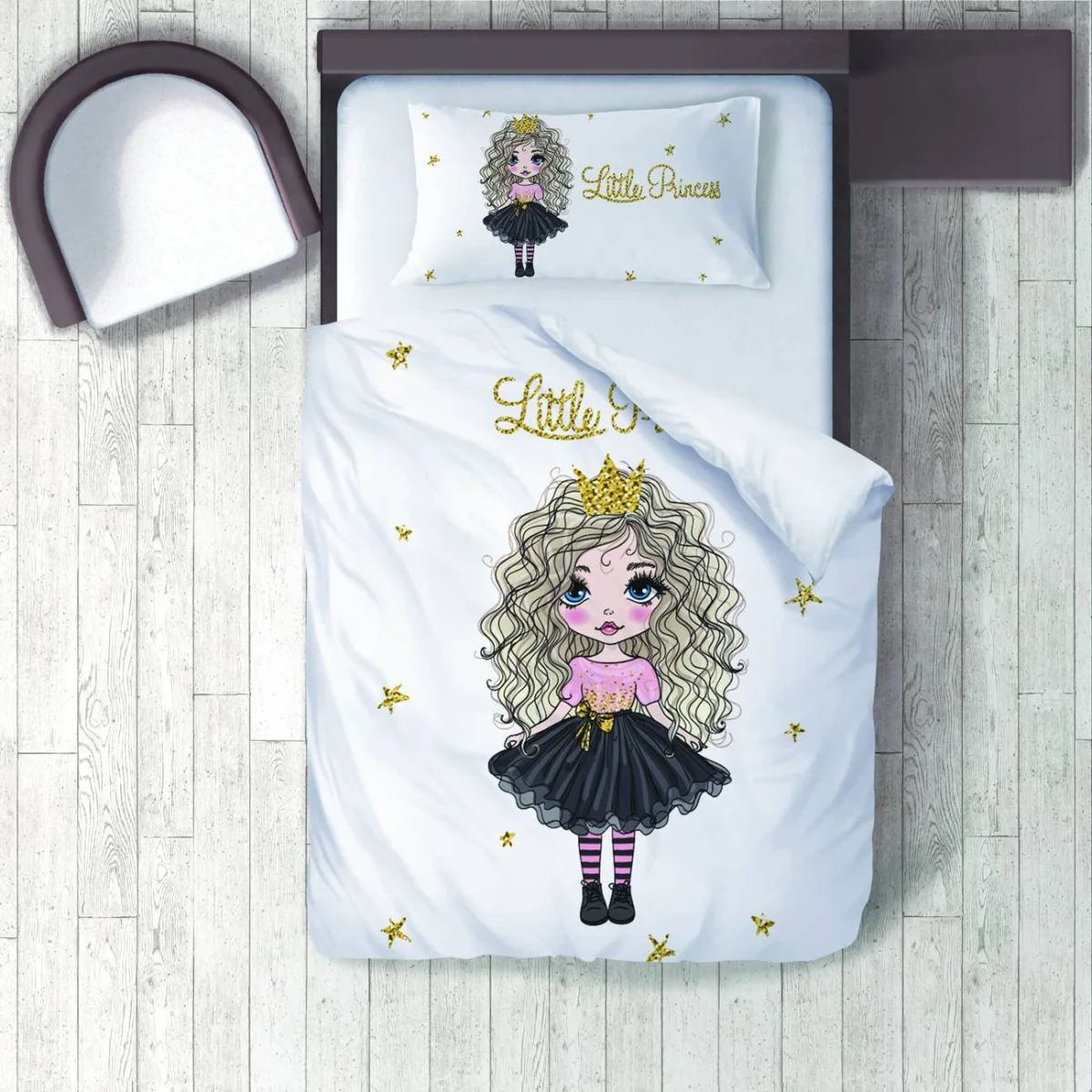 Prenses Nevresim Takımı | Beyaz yıldız Desenli