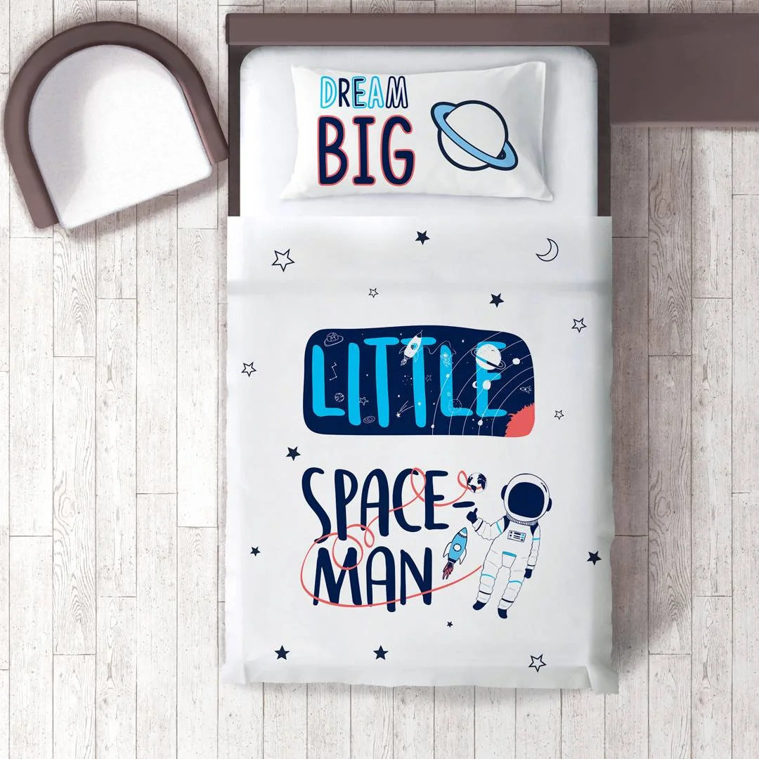 Uzay Nevresim Takımı | Beyaz yıldız, gezegen Desenli