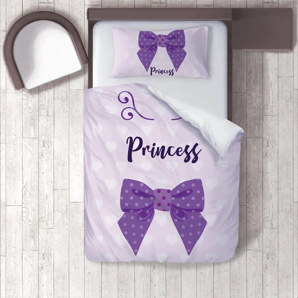 Prenses Nevresim Takımı | Lila Fiyonk, puantiye Desenli