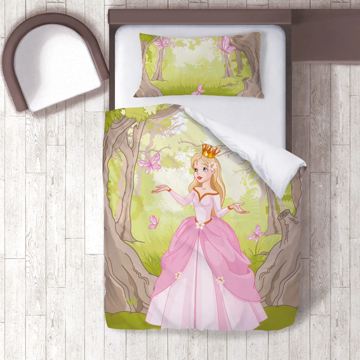 Prenses Nevresim Takımı | Yeşil Kelebekler, ağaçlar Desenli